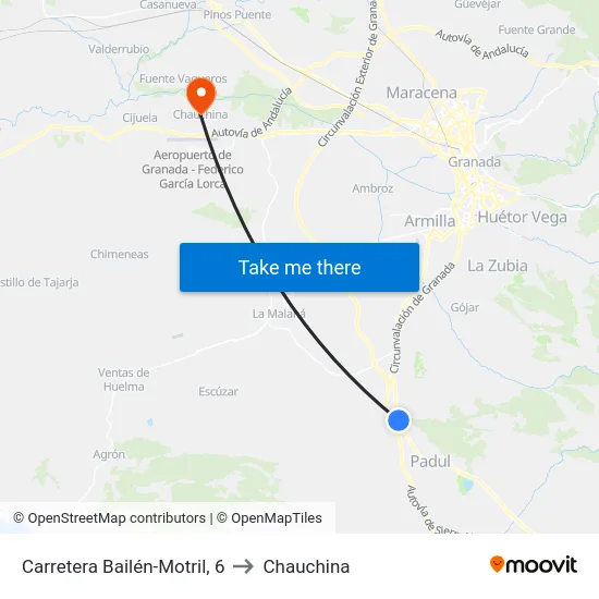 Carretera Bailén-Motril, 6 to Chauchina map