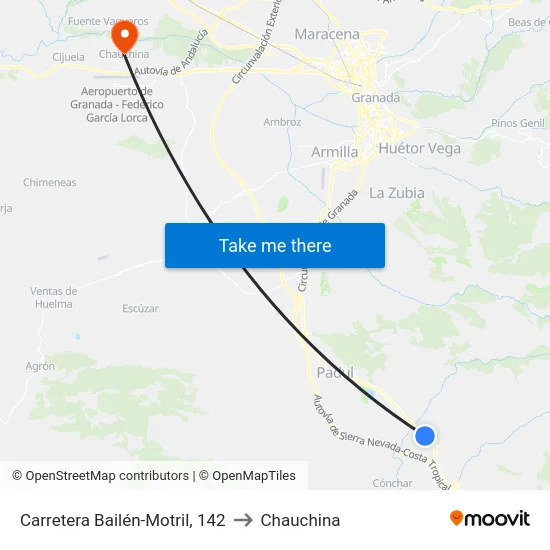 Carretera Bailén-Motril, 142 to Chauchina map