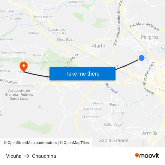 Vicuña to Chauchina map