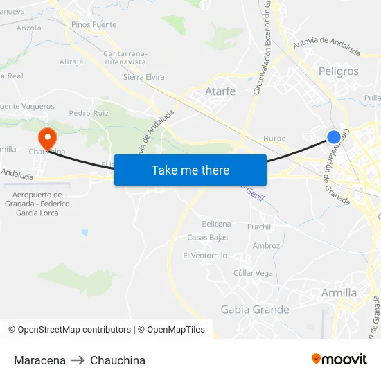 Maracena to Chauchina map