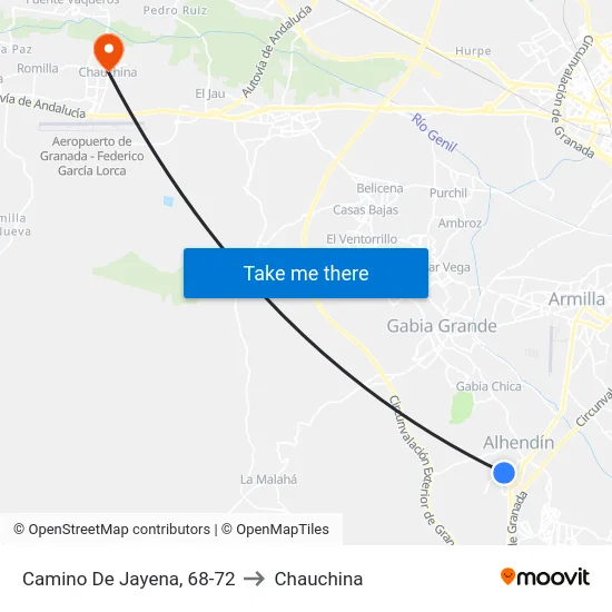 Camino De Jayena, 68-72 to Chauchina map