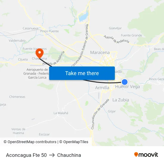 Aconcagua Fte 50 to Chauchina map