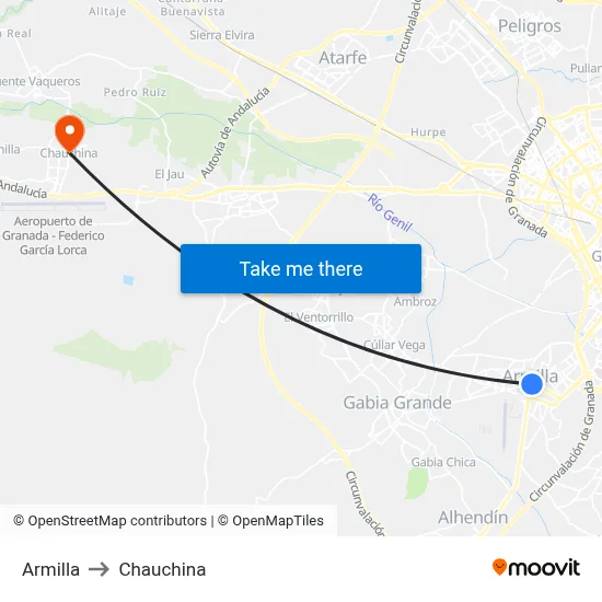 Armilla to Chauchina map