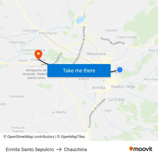 Ermita Santo Sepulcro to Chauchina map