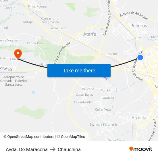 Avda. De Maracena to Chauchina map