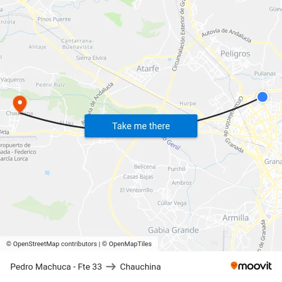 Pedro Machuca - Fte 33 to Chauchina map
