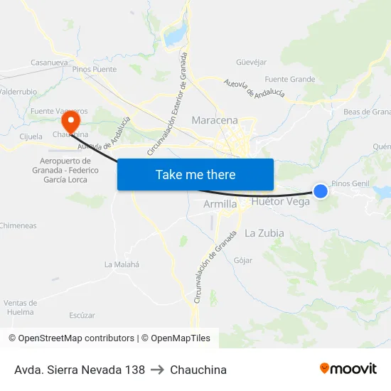 Avda. Sierra Nevada 138 to Chauchina map