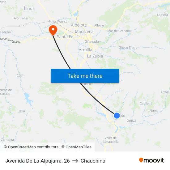 Avenida De La Alpujarra, 26 to Chauchina map