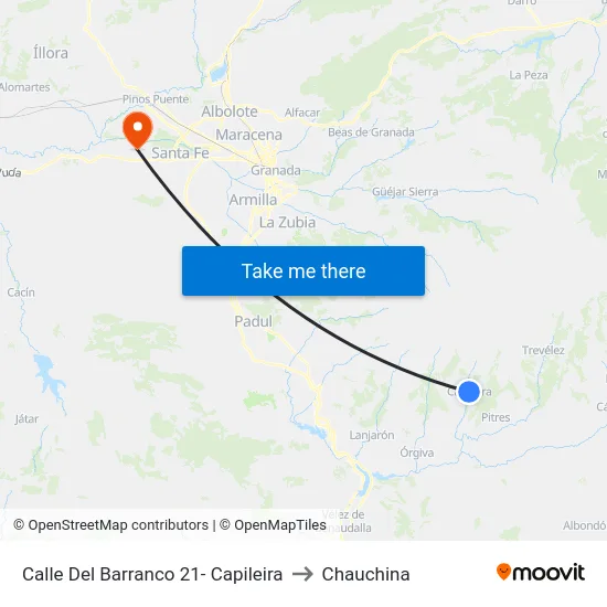 Calle Del Barranco 21- Capileira to Chauchina map
