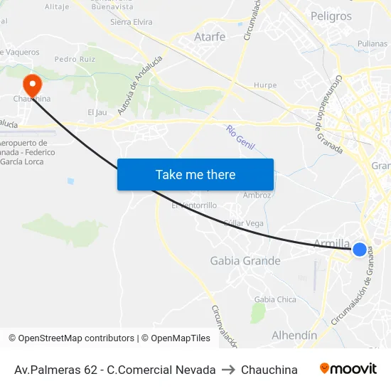 Av.Palmeras 62 - C.Comercial Nevada to Chauchina map