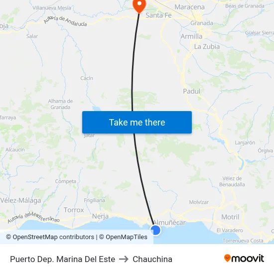 Puerto Dep. Marina Del Este to Chauchina map