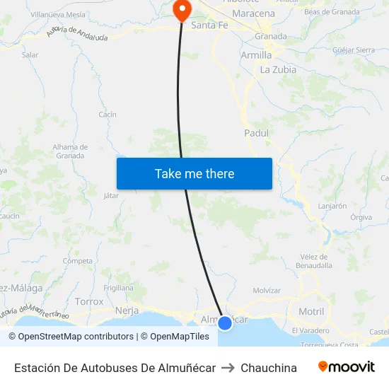 Estación De Autobuses De Almuñécar to Chauchina map