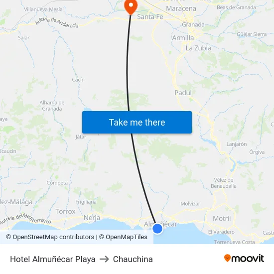 Hotel Almuñécar Playa to Chauchina map