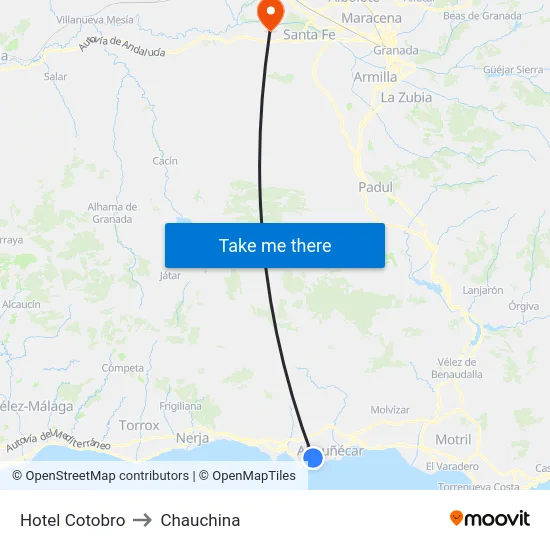 Hotel Cotobro to Chauchina map