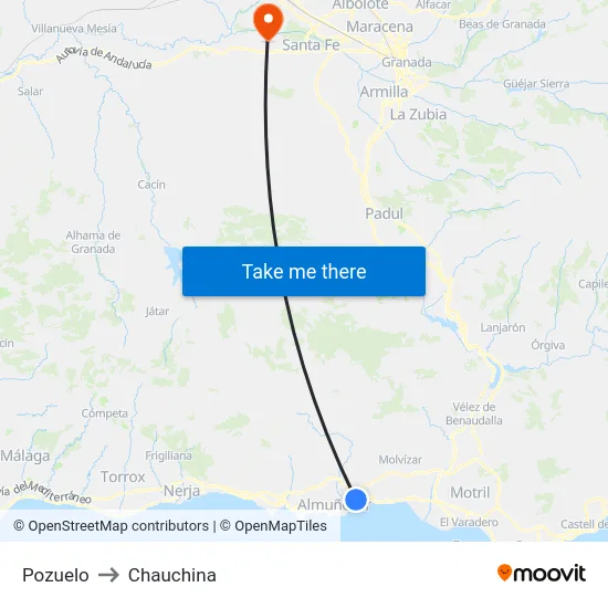 Pozuelo to Chauchina map