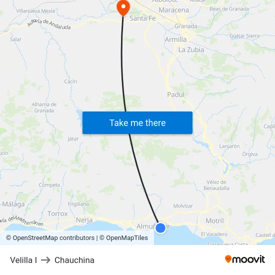 Velilla I to Chauchina map