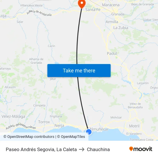 Paseo Andrés Segovia, La Caleta to Chauchina map
