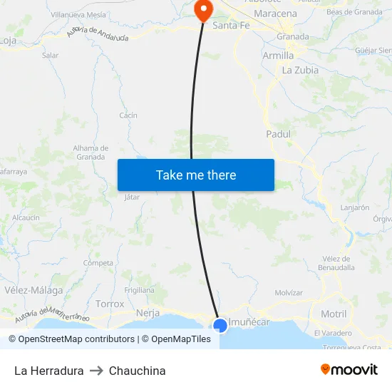 La Herradura to Chauchina map