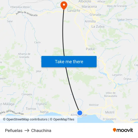 Peñuelas to Chauchina map