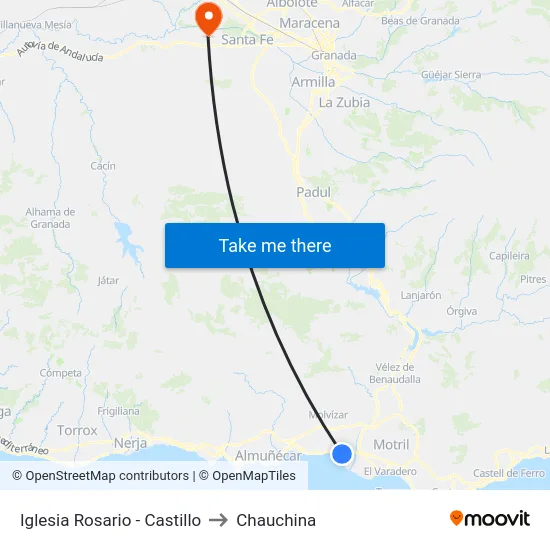 Iglesia Rosario - Castillo to Chauchina map