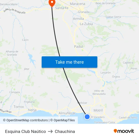 Esquina Club Naútico to Chauchina map