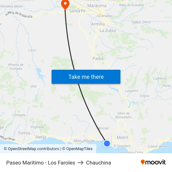 Paseo Marítimo - Los Faroles to Chauchina map