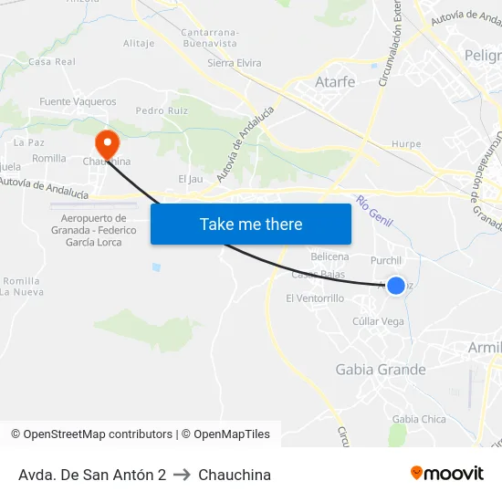 Avda. De San Antón 2 to Chauchina map