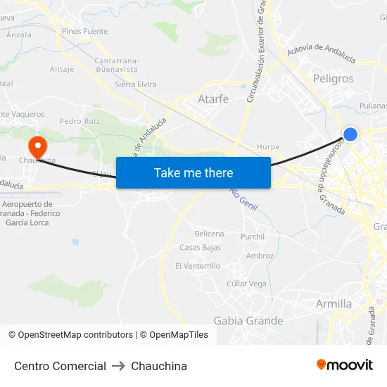 Centro Comercial to Chauchina map