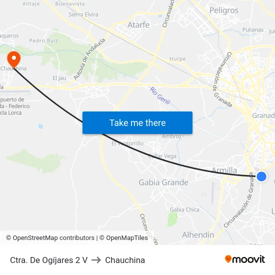 Ctra. De Ogíjares 2 V to Chauchina map