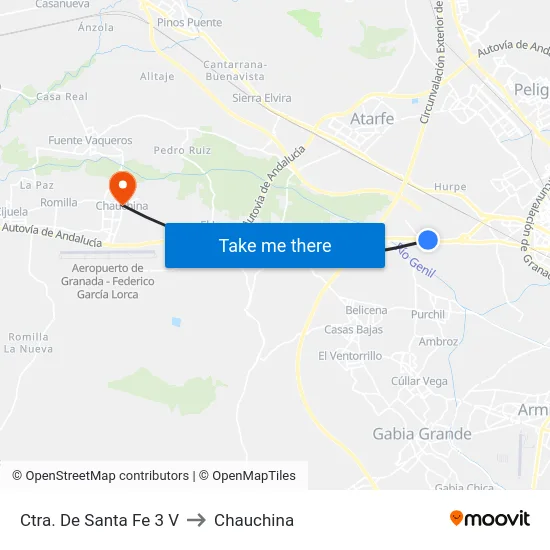 Ctra. De Santa Fe 3 V to Chauchina map