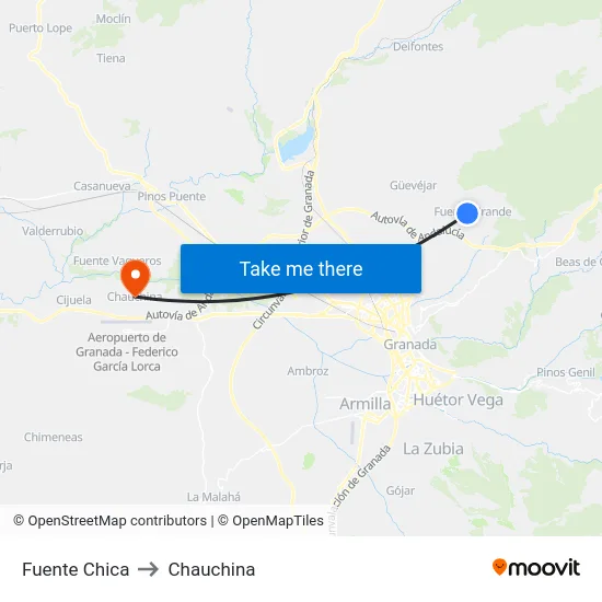 Fuente Chica to Chauchina map
