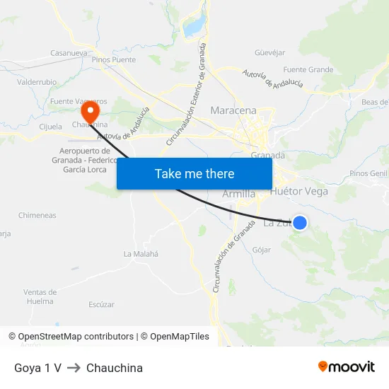 Goya 1 V to Chauchina map