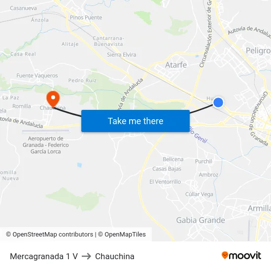 Mercagranada 1 V to Chauchina map