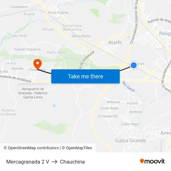 Mercagranada 2 V to Chauchina map