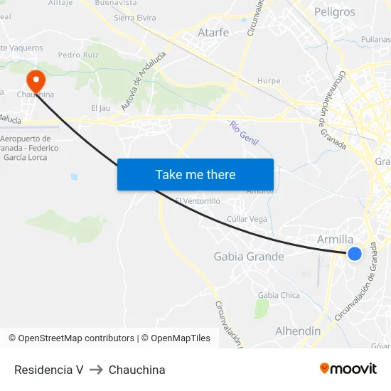 Residencia V to Chauchina map
