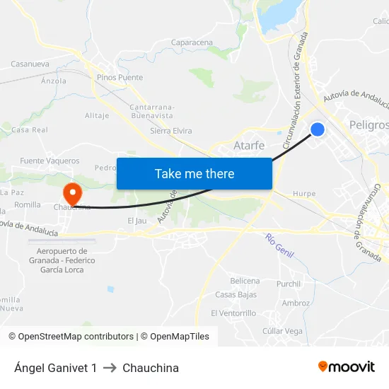 Ángel Ganivet 1 to Chauchina map
