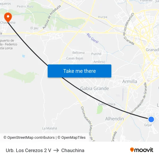 Urb. Los Cerezos 2 V to Chauchina map