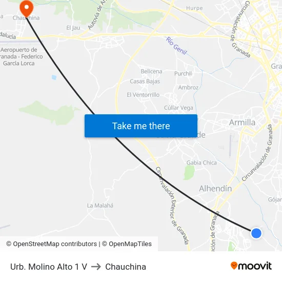 Urb. Molino Alto 1 V to Chauchina map