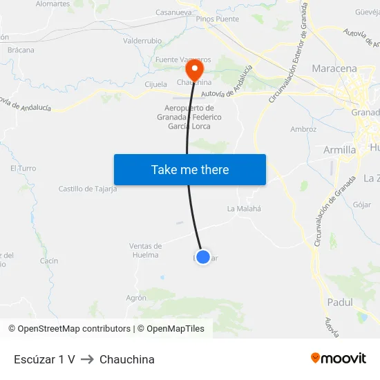 Escúzar 1 V to Chauchina map