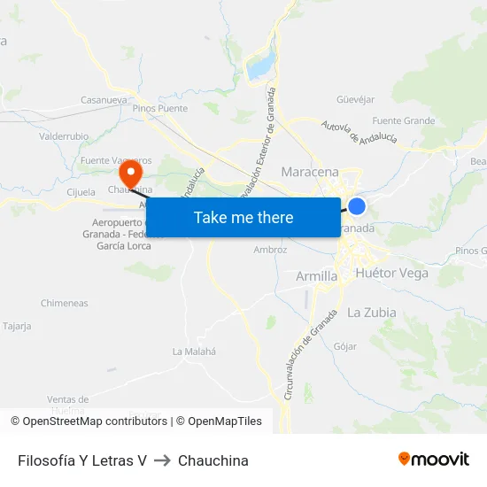 Filosofía Y Letras V to Chauchina map