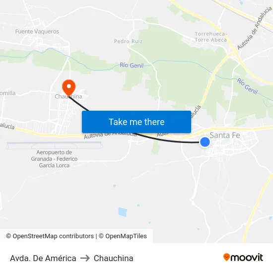 Avda. De América to Chauchina map