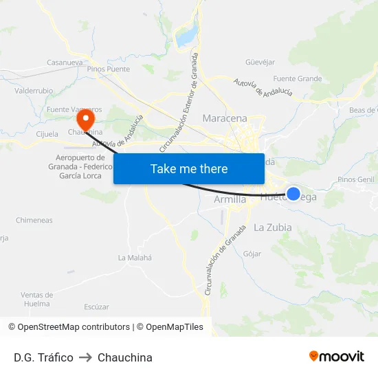 D.G. Tráfico to Chauchina map