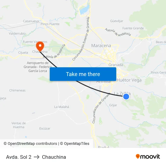 Avda. Sol 2 to Chauchina map