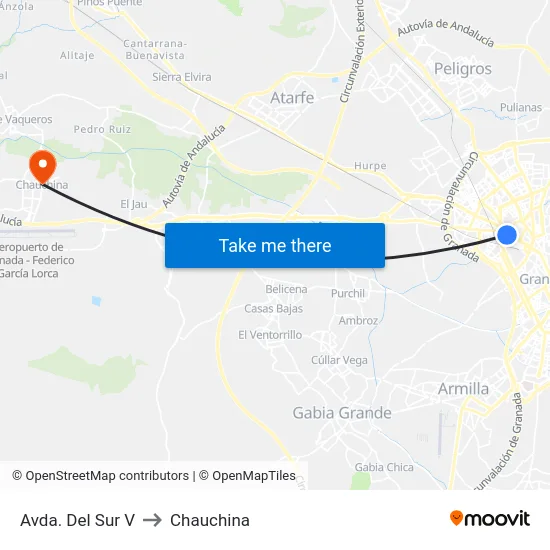 Avda. Del Sur V to Chauchina map
