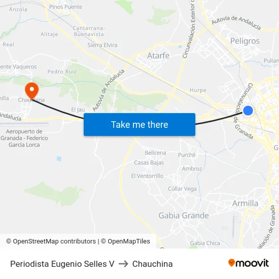 Periodista Eugenio Selles V to Chauchina map