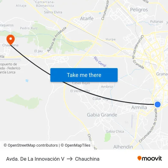 Avda. De La Innovación V to Chauchina map