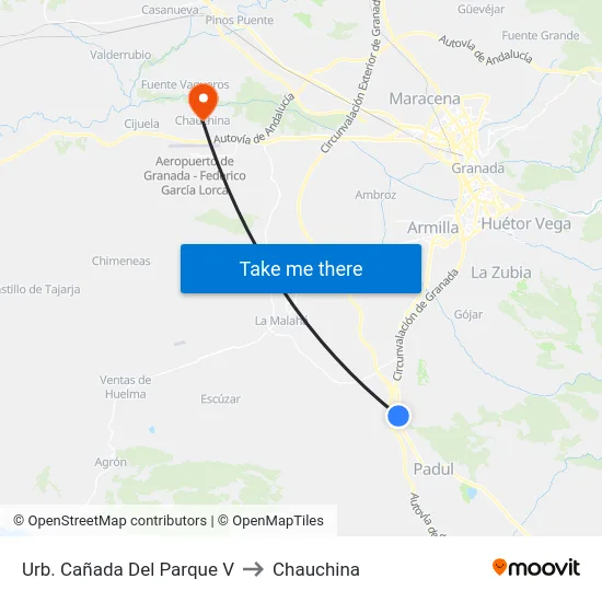 Urb. Cañada Del Parque V to Chauchina map