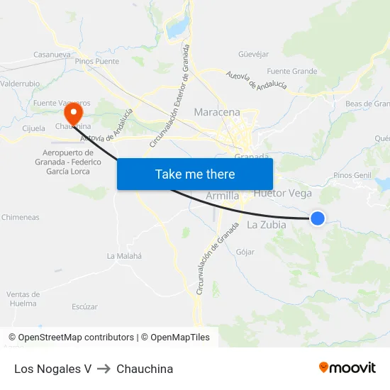 Los Nogales V to Chauchina map