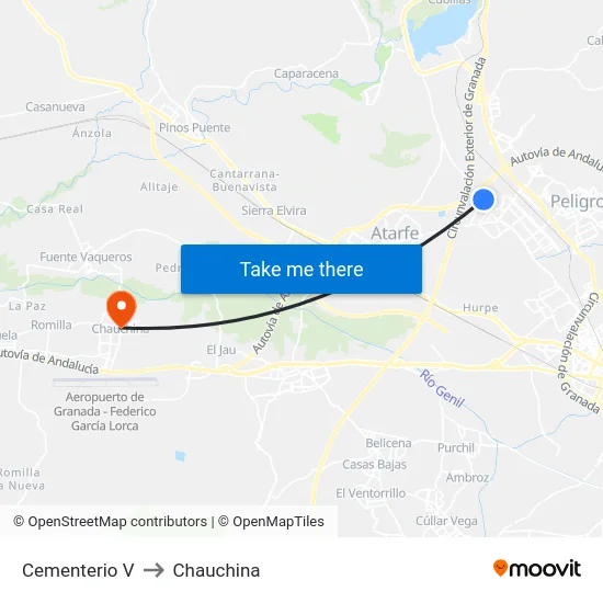 Cementerio V to Chauchina map