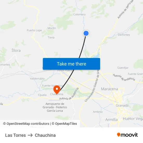 Las Torres to Chauchina map
